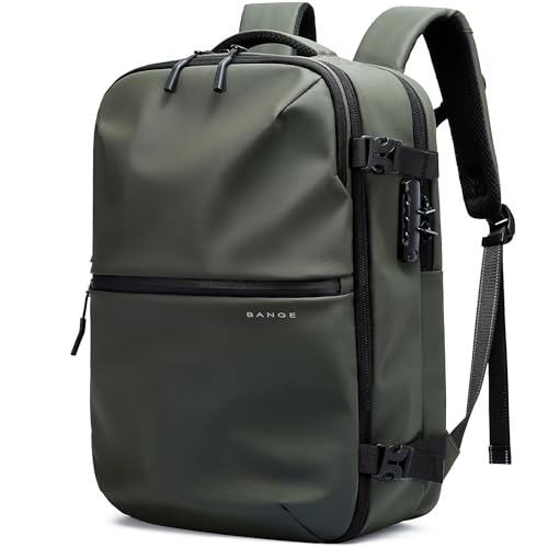 BANGE Travel Backpack with TSA lock version can hold 15.6 inch Laptop suitable Daily Commute and Overnight Flight Approved Anti-theft Bag - color: Green