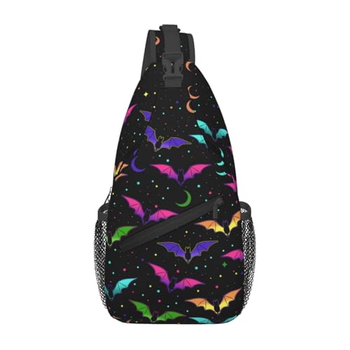 Halloween Gothic Bat Outdoor Crossbody Shoulder Bag For Unisex Young Adult Hiking Bicycling - color: 12