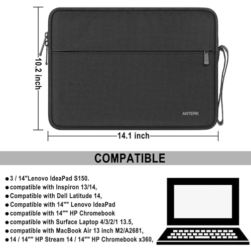 Laptop Sleeve 14 Inch, Water Resistant Traveling Computer Cover with Handle, Shockproof Protective Carrying Laptop Case Compatible for 14 Inch MacBook Air/Pro, HP, Dell, Asus, Lenovo, Black - color: Black, size: 14 Inch