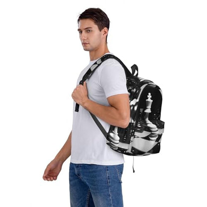 black and white chess Travel Backpack for Men Women 15.6 inch Laptop Backpack Casual Daypack for Weekender - color: Black and White Chess