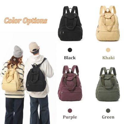MaxxCloud Unisex Casual Canvas Laptop Backpack,Lightweight Work Daypack Travel Bag,Men Women Top Handle Rucksack - color: Black