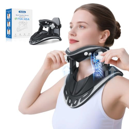 Neck Stretcher Cervical Traction, Adjustable Cervical Neck Traction Device, Neck Braces for Neck Pain and Support, Ergonomic Design - FSA Eligible/HSA Eligible
