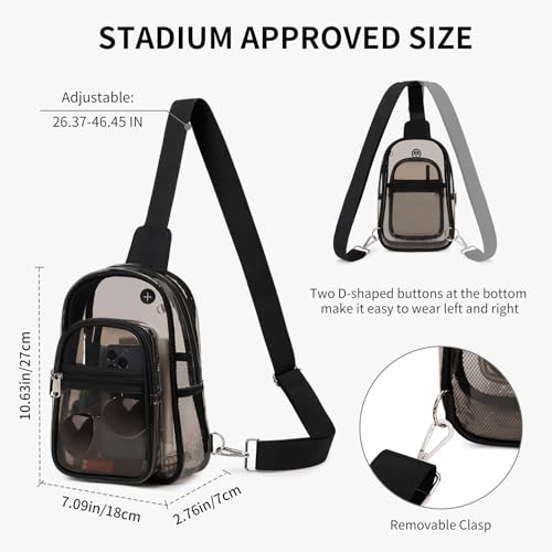 MOONBABY Clear Bag for Stadium Events, Clear Backpack Purse for Women Waterproof TPU Crossbody Fanny Pack | for Stadium Events - color: Semi Black