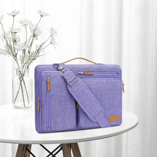 MOSISO 360 Protective Laptop Shoulder Bag,15-15.6 inch Computer Bags Compatible with MacBook Pro 16 inch, HP, Dell, Lenovo, Asus Notebook,Side Open Messenger Bag with 4 Zipper Pockets, Purple - color: Purple, size: 16 inch