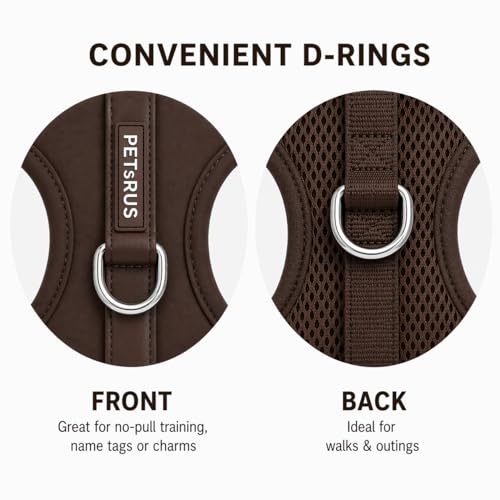 Premium No-Pull Dog Harness Soft Neoprene & Breathable Mesh Vest with Front & Back Clip D-Rings Adjustable Lightweight Walking Harness for Puppies, Small & Medium Dogs (Dark Chocolate Brown, L) - color: Dark Chocolate Brown, size: L: Neck=16.5-22''/Chest=