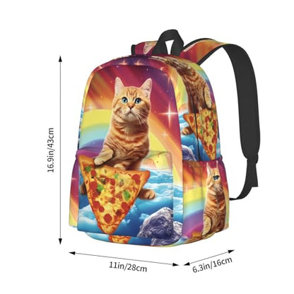 cfpolar 17 Inch Backpack Funny Pizza Cat Rainbow Laptop Bag Shoulder Bag School Bookbag Casual Daypack For Boys Girls - color: A2-funny Pizza Cat