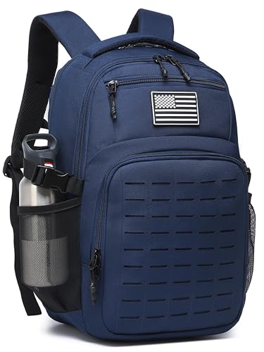 Wotony Military tactical backpack Laser-Cut MOLLE Webbing, backpack for men small tactical assault bag (Blue, 20 inch) - color: Blue, size: 20 inch