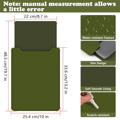 bvya 12-13.3" Laptop Sleeve, PU Leather Laptop Case Compatible with MacBook Air 13 2018-2022 (M2 A2681 M1 A2337), Compatible with MacBook Pro 13 2016-2022 (M2 A2686 M1 A2338 A2251 A2289 A2159) - color: GREEN, size: For 12-13.3 inches