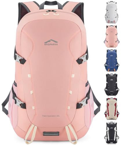 BAGPARKK Hiking Backpack,Large 35L Travel Backpacks for Men Women,Water Resistant Ultra Lightweight Foldable Packable Camping Daypack for Outdoor Sports - color: Pink（35l）