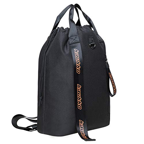 KAUKKO Drawstring Sports Backpack Gym Yoga Bag Shoulder Rucksack for Men and Women (KH02-BLACK) - color: H02-black