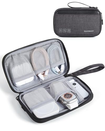 BAGSMART Small Travel Cable Organizer, Tech Organizer for Charger, Phone, Black - color: Black