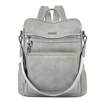 CLUCI Backpack Purse for Women Large Womens Leather Travel Fashion Backpack Purse Designer Ladies Shoulder Bags with Tassel - color: Grey-01