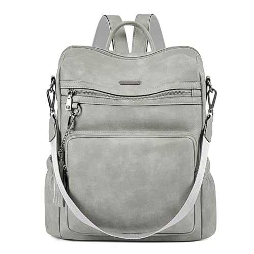 CLUCI Backpack Purse for Women Large Womens Leather Travel Fashion Backpack Purse Designer Ladies Shoulder Bags with Tassel - color: Grey-01