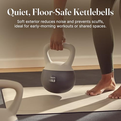 WeGym Soft Kettlebells with Cushioned Impact-Resistant Base and Anti-Slip, Wide-Grip Handle for Home Workouts, Weightlifting, and Full Body Strength Training - color: Sandstone-3 PCS, style: 10+15+20LB