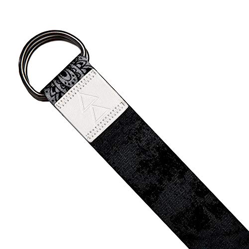 YOGA DESIGN LAB | The Yoga Strap | Luxurious, Extra Long, Super Soft, Eco Printed | Studio Quality, Adjustable | Safely Stretch Further and Hold Longer | 8 ft Long (Mandala Black, 8ft)