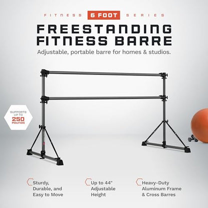 VITA Barre Portable Freestanding Double Ballet Barre, Fit, Dark Mystic Gray, Aluminum | Adjustable Height, Made in USA, Home or Gym Exercise Equipment | Dance, Fitness, Pilates - style: 6 Ft