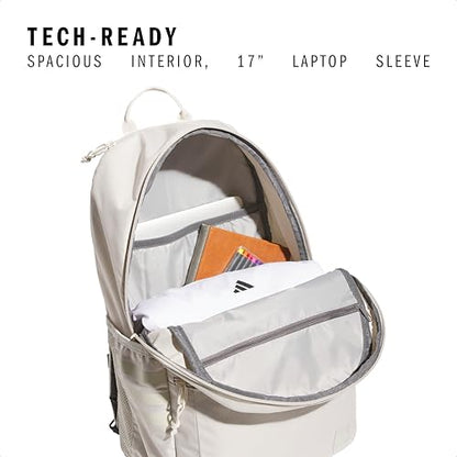 adidas Classic 3-Stripe Backpack for Laptop, School and Travel, 28L - color: Alumina Beige/Grey Four/5.0