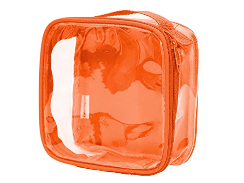 EzPacking Clear TSA Approved 3-1-1 Travel Toiletry Bag for Carry On/Quart Size Transparent Liquids Pouch for Airport Security/Reusable See Through Vinyl & PVC Plastic Organizer Men Women (Orange) - color: Orange