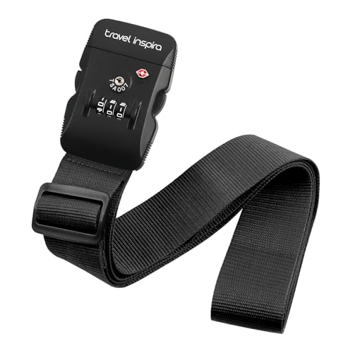 Travel Inspira Luggage Straps with TSA Approved Lock, Heavy-Duty Adjustable Suitcase Belt for 20-28 Inch Travel Suitcase, Durable Nylon Anti-Theft Protection, Black - color: Black