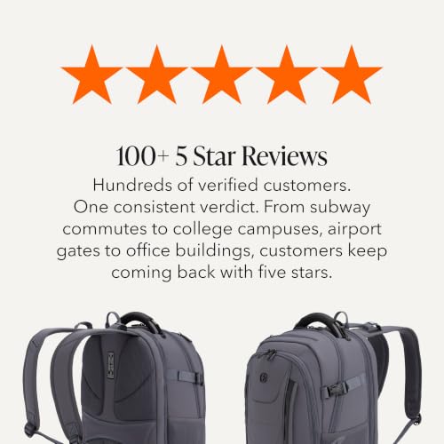 SwissGear Travel Tech Pro Laptop Backpack – Fits Laptops up to 16” – ScanSmart TSA-Friendly Backpack with Multiple Organizer Pockets – Charcoal - color: Charcoal, style: Travel Tech Pro