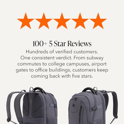 SwissGear Travel Tech Pro Laptop Backpack – Fits Laptops up to 16” – ScanSmart TSA-Friendly Backpack with Multiple Organizer Pockets – Charcoal - color: Charcoal, style: Travel Tech Pro