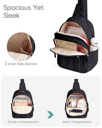 HomemeDiary Large Sling Bag for Women, Puffer Crossbody Bag Purses Sling Backpack, RFID Fanny Packs for Travel Daily Hiking - color: Black