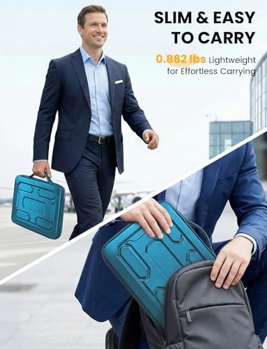 DOMISO Laptop Hard Case 14-14.4 inch Waterproof Shockproof Hard Shell Laptop Sleeve with Handle & Storage Pocket, Compatible with MacBook, HP, Dell, Teal - color: Teal, size: 14 inch
