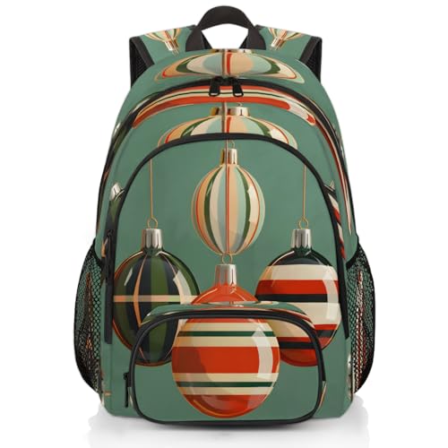 Christmas Ball Laptop Backpack for Women Men, 18.3 Inch Travel Work Backpacks, Modern Holiday Pattern Waterproof Computer Casual Daypack Nurse Teacher Bags - color: Multicolor 9