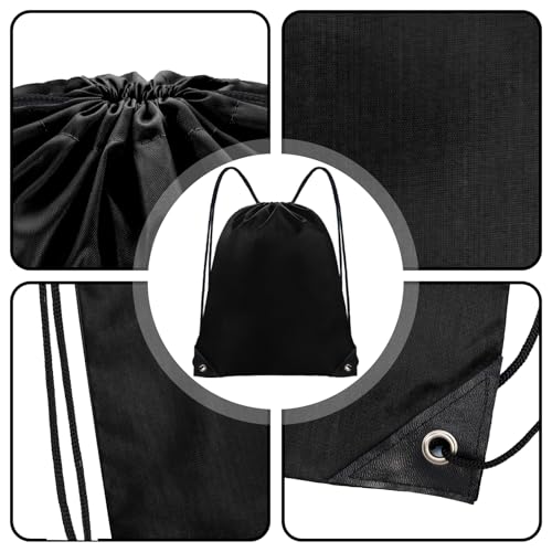 Grneric Drawstring Backpack Bulk 70Pcs String Backpack Drawstring Bags Cinch Bag Sackpack for Men Women Gym(Black) - color: Black