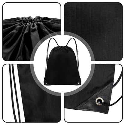 Grneric Drawstring Backpack Bulk 70Pcs String Backpack Drawstring Bags Cinch Bag Sackpack for Men Women Gym(Black) - color: Black
