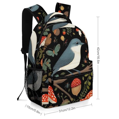 Fashion Laptop Backpack for Women Men, Lightweight Book Bags with Adjustable Strap Strap Bird Mushroom Gifts Casual Daypack for Office College - color: Color(540)