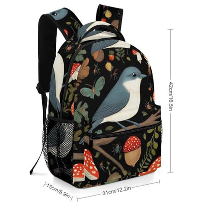 Fashion Laptop Backpack for Women Men, Lightweight Book Bags with Adjustable Strap Strap Bird Mushroom Gifts Casual Daypack for Office College - color: Color(540)