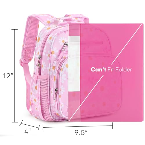 mibasies Toddler Backpacks for Girls 2-4: Little Kid Bookbag for Preschool Prek Daycare - Daisey Pink - color: Daisey Pink, style: Toddler-12"h(not Fit Folder)