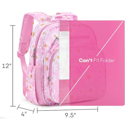 mibasies Toddler Backpacks for Girls 2-4: Little Kid Bookbag for Preschool Prek Daycare - Daisey Pink - color: Daisey Pink, style: Toddler-12"h(not Fit Folder)