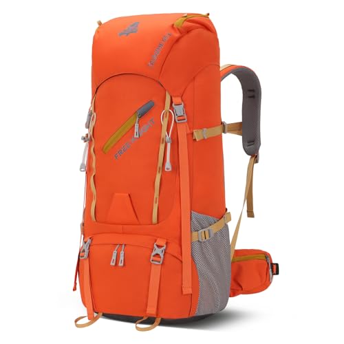 Bseash 65L Waterproof Hiking Camping Backpack with Rain Cover, Outdoor Sport Travel Daypack for Climbing Touring (Orange) - color: Orange