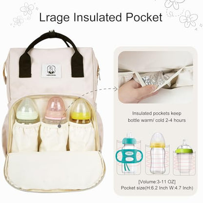Western Diaper Bag with Changing Pad, Large Baby Bags Backpack with Stroller Straps & Insulated Pockets, Multifunction Waterproof Travel Diapers Back pack for Women & Man, Boho - color: Khaki
