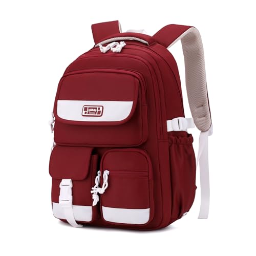 Cute Girls Backpack,Kids School Backpack for Girls Boys,Elementary Middle School Bags Lightweight Bookbag for Teens - color: Red