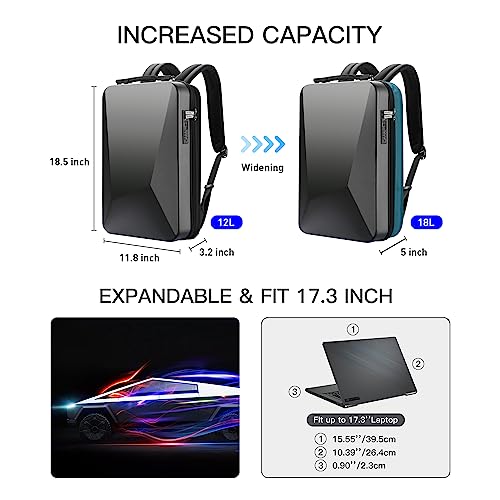 BOPai Hard Shell Tsa Laptop Backpack for Men Gaming Backpack for 17.3 inch Anti Theft Expansion Backpack Light Slim Black Usb Waterproof 15.6 Rucksack