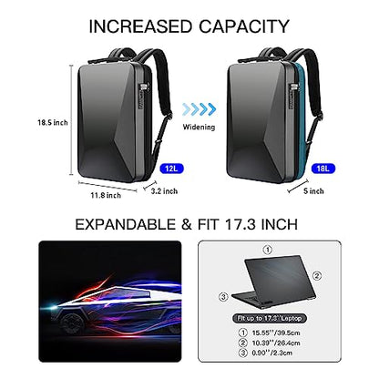 BOPai Hard Shell Tsa Laptop Backpack for Men Gaming Backpack for 17.3 inch Anti Theft Expansion Backpack Light Slim Black Usb Waterproof 15.6 Rucksack