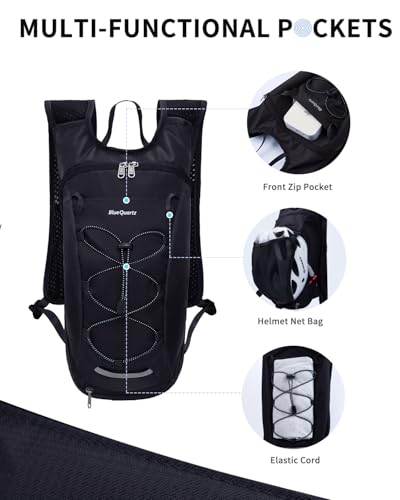Blue Quartz Hydration Backpack with 2L Water Bladder, Hiking Water Pack with Insulated Compartment for Women Men, Lightweight Cycling Daypack with Phone Pocket, Hydration Pack for Running,Biking - color: Black