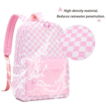 mezhsa Girls School Backpack Elementary Middle Lightning Bookbag Laptop Teenager Waterproof Lightweight 17 Inches (pink) - color: 5-pink