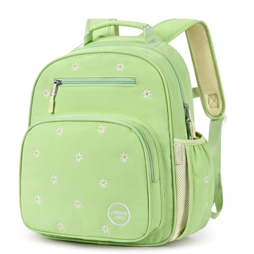 mibasies Girls Backpacks Ages 5-8: Quilted Backpack for Kids - Cute 15 Inches Bookbag for Kindergarten Elementary School Daisy Green - color: Daisy Green, style: Kids-15"h