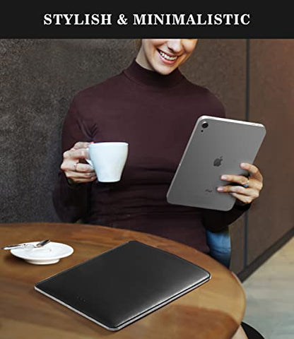 MoKo 9-11 Inch Tablet Sleeve, PU Leather Briefcase Slim Stylish Case Fits New 11-inch iPad Air M4 2026/iPad Pro M5, Air 5/4th 10.9, 10th Gen 10.9, 9/8. Gen 10.2, Tab S8/S9 11, Black - color: Black, size: 9-11 inch