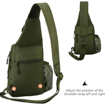 Sling Bag Crossbody Backpack for Men Women Travel Outdoor Camping (Army green) - color: Army Green