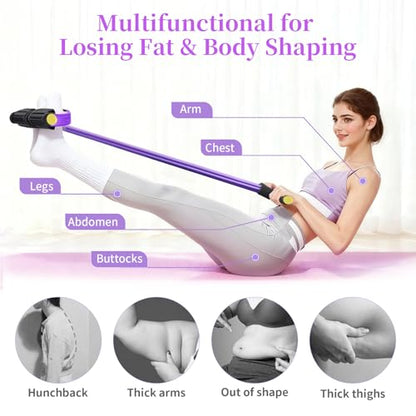 Pedal Resistance Bands with Handles, Upgrade 6-Tubes Elastic Bands for Exercise, Natural Rubber Foot Pedal Resistance Bands, Multifunction Fitness Bands for Abdomen, Waist, Arm, Leg, Pilates - color: Purple