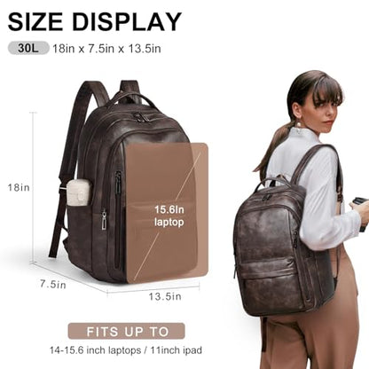 LATMAP Backpack Purse for Women Men Faux Leather Backpack, Travel Work Laptop Back Pack Teacher Bookbag fits 15.6" Laptop, Coffee - color: Style2-coffee