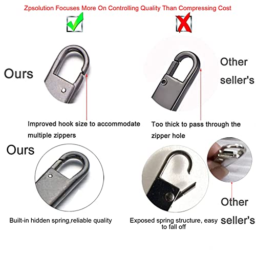 Zpsolution Zipper Handle Pull Replacement - Metal Zipper Tab Repair Easy Use for Broken and Missing Pulls on Luggage, Suitcase - color: Sliver