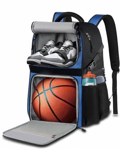 LOINTET Basketball Bag Backpack with Ball Holder Shoes Compartment, Large Basketball Accessories Sports Bag - color: Blue