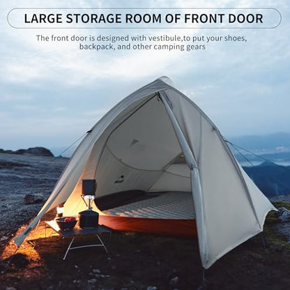Naturehike Cloud Up 1 Person Tent, Lightweight Backpacking Tents for One Man, Waterproof Ultralight One Person Tent for Camping Hiking Backpacking - color: Gray
