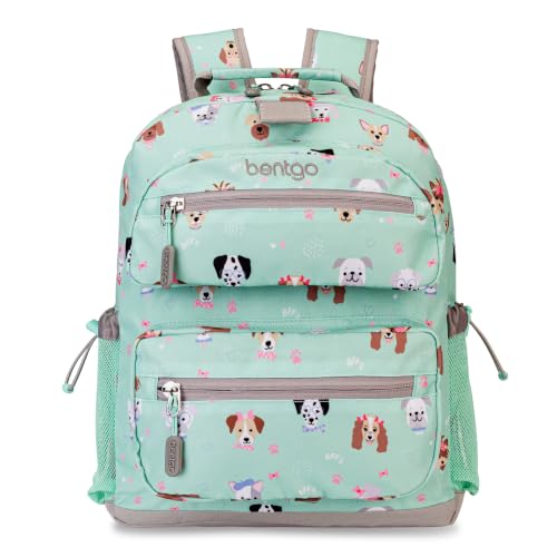 Bentgo Kids Backpack - Lightweight 14” Backpack in Fun Prints for School, Travel, & Daycare, Ideal for Ages 4+, Roomy Interior, Durable & Water-Resistant Fabric, & Loop for Lunch Bag (Puppy Love) - color: Puppy Love